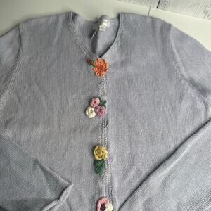 Vintage Jennifer Reed Sweater Knitted By Hand Cottagecore Floral Size Small